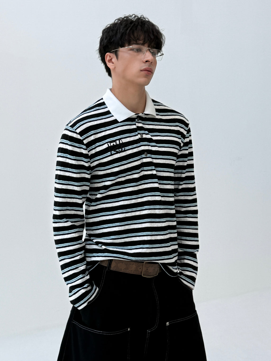 CURRENT STRIPE POLO LS