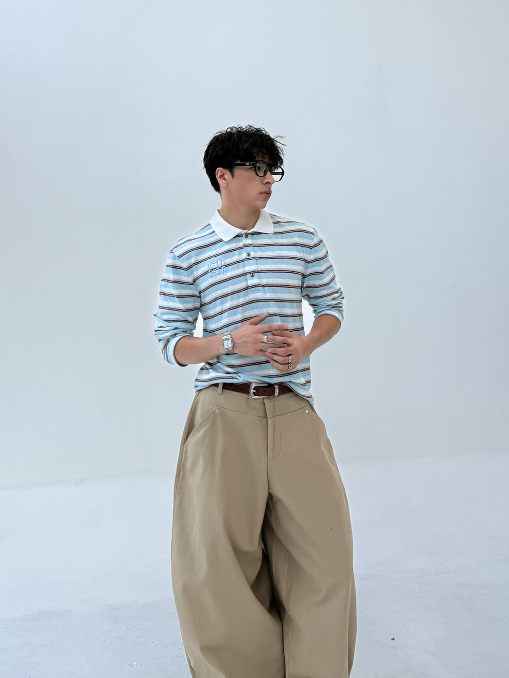 CURRENT STRIPE POLO LS