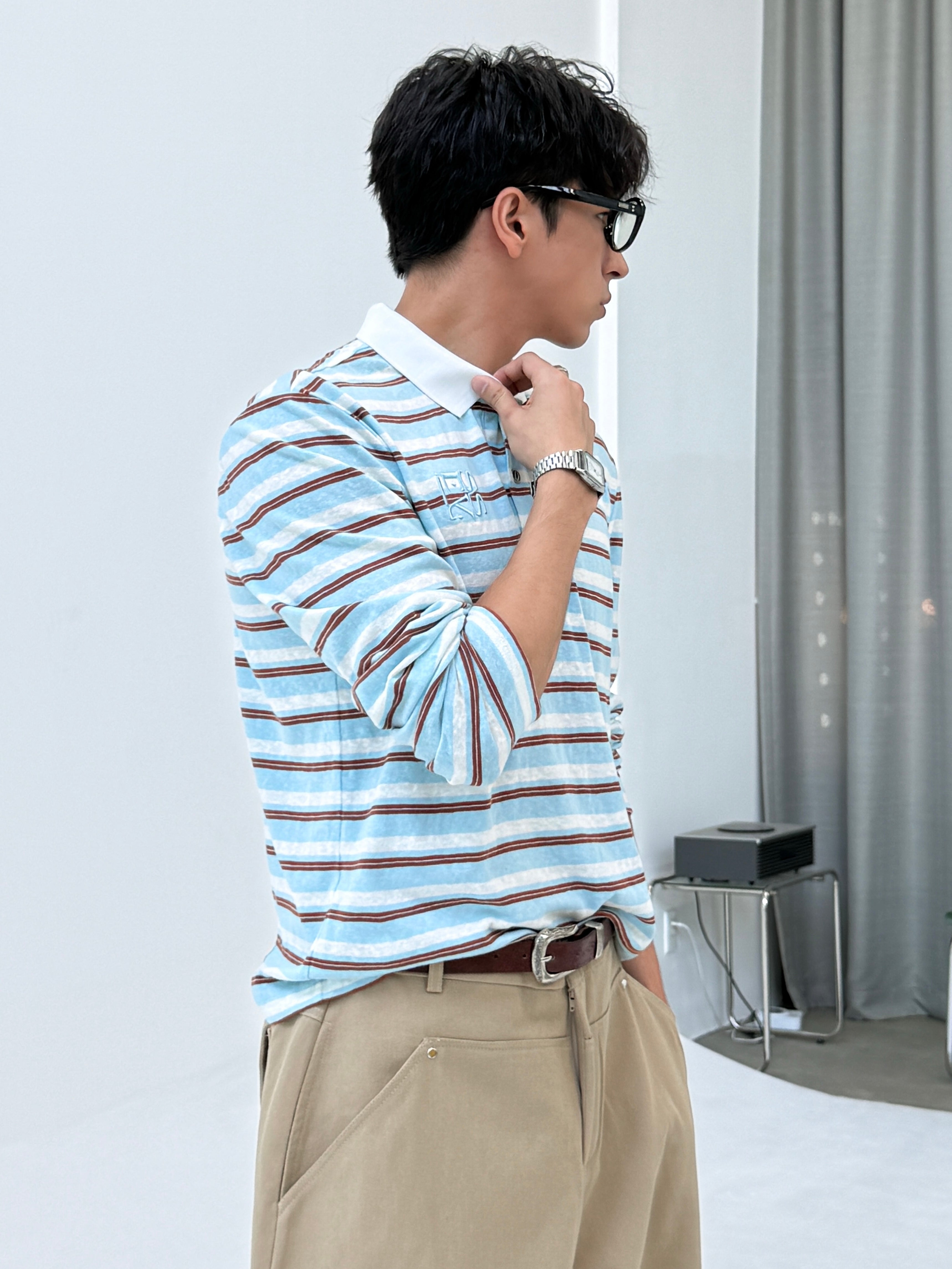 CURRENT STRIPE POLO LS