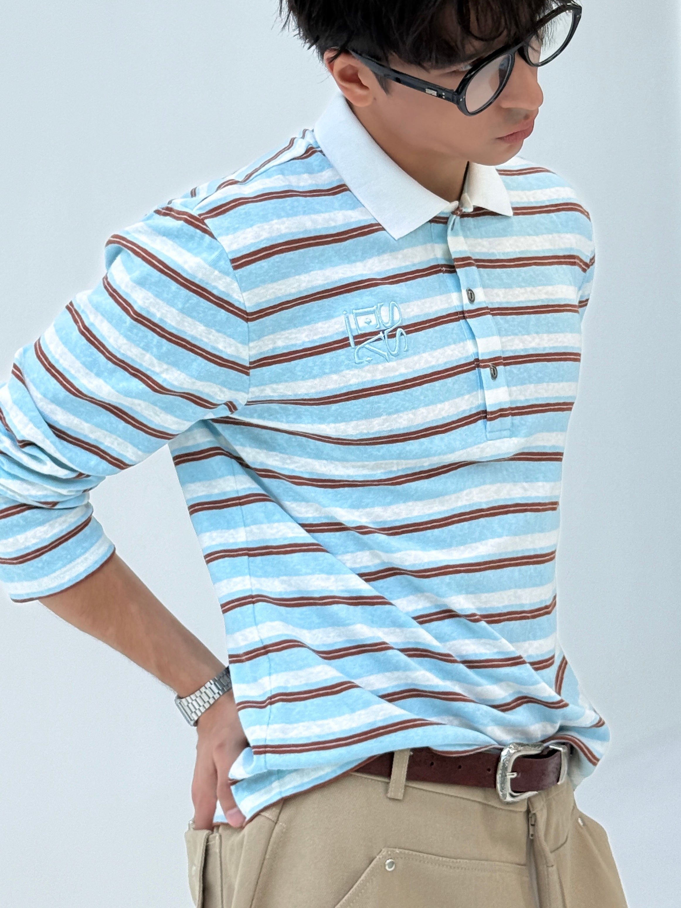 CURRENT STRIPE POLO LS