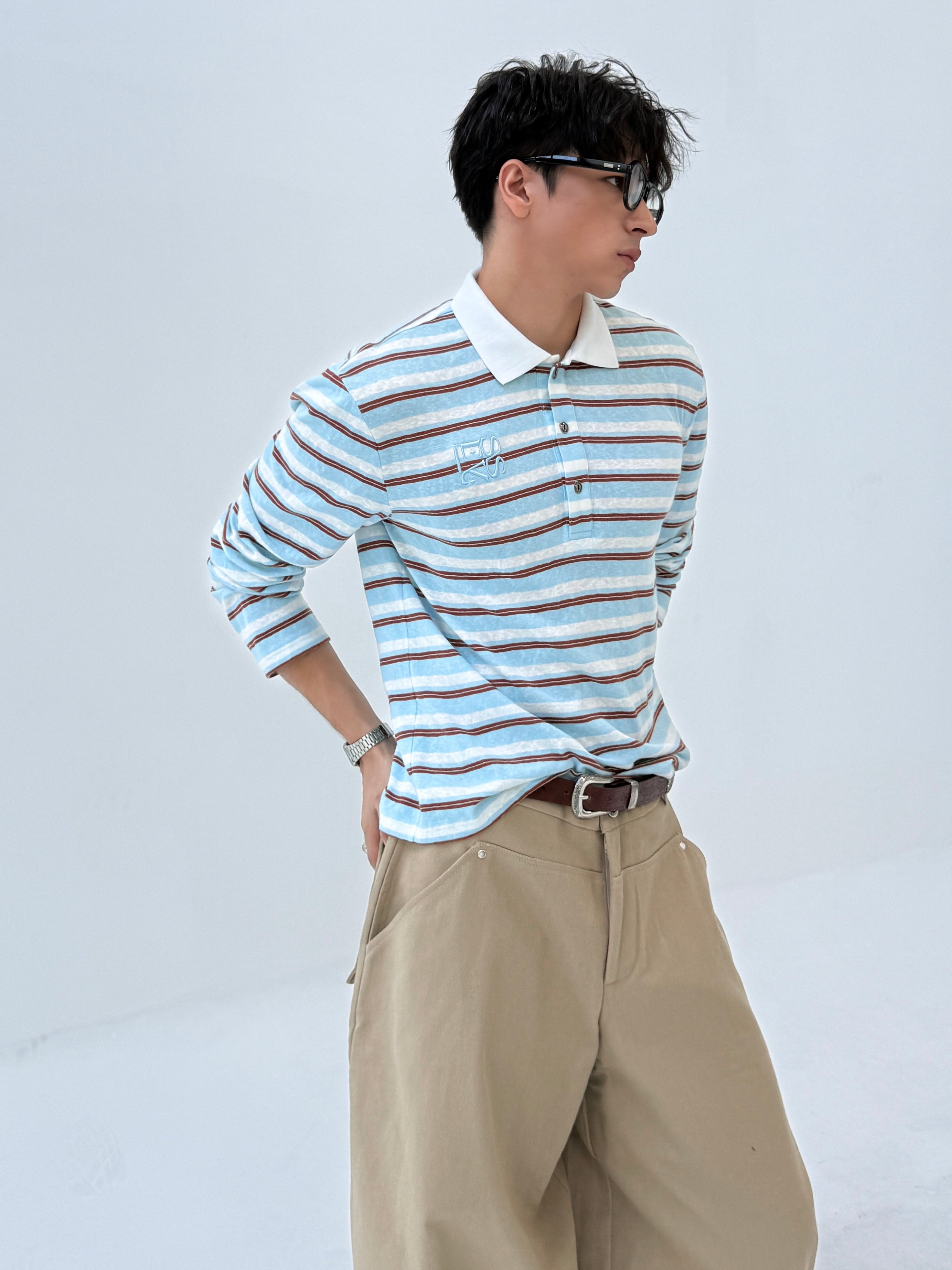 CURRENT STRIPE POLO LS