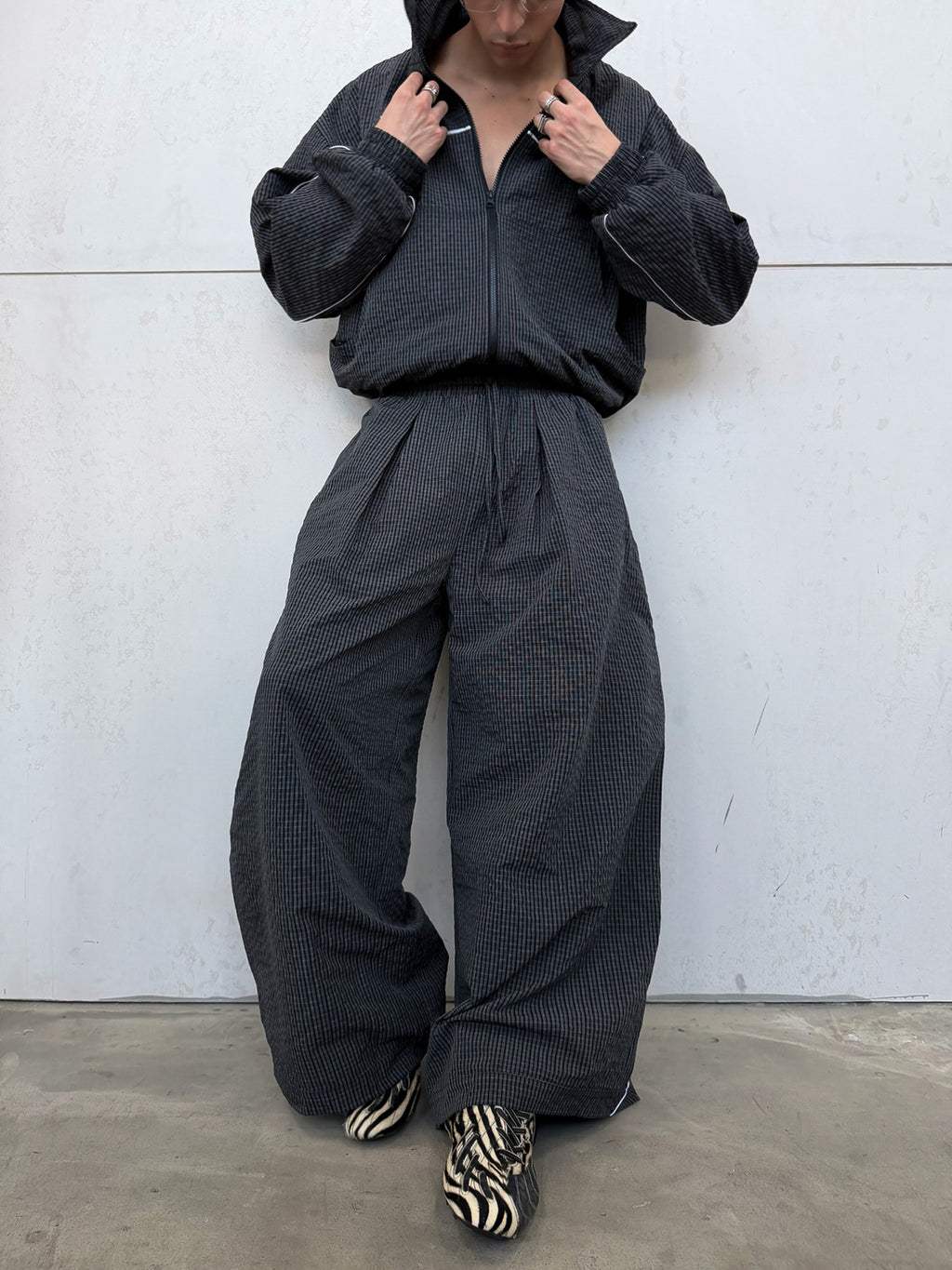 GRID WIDE PANTS