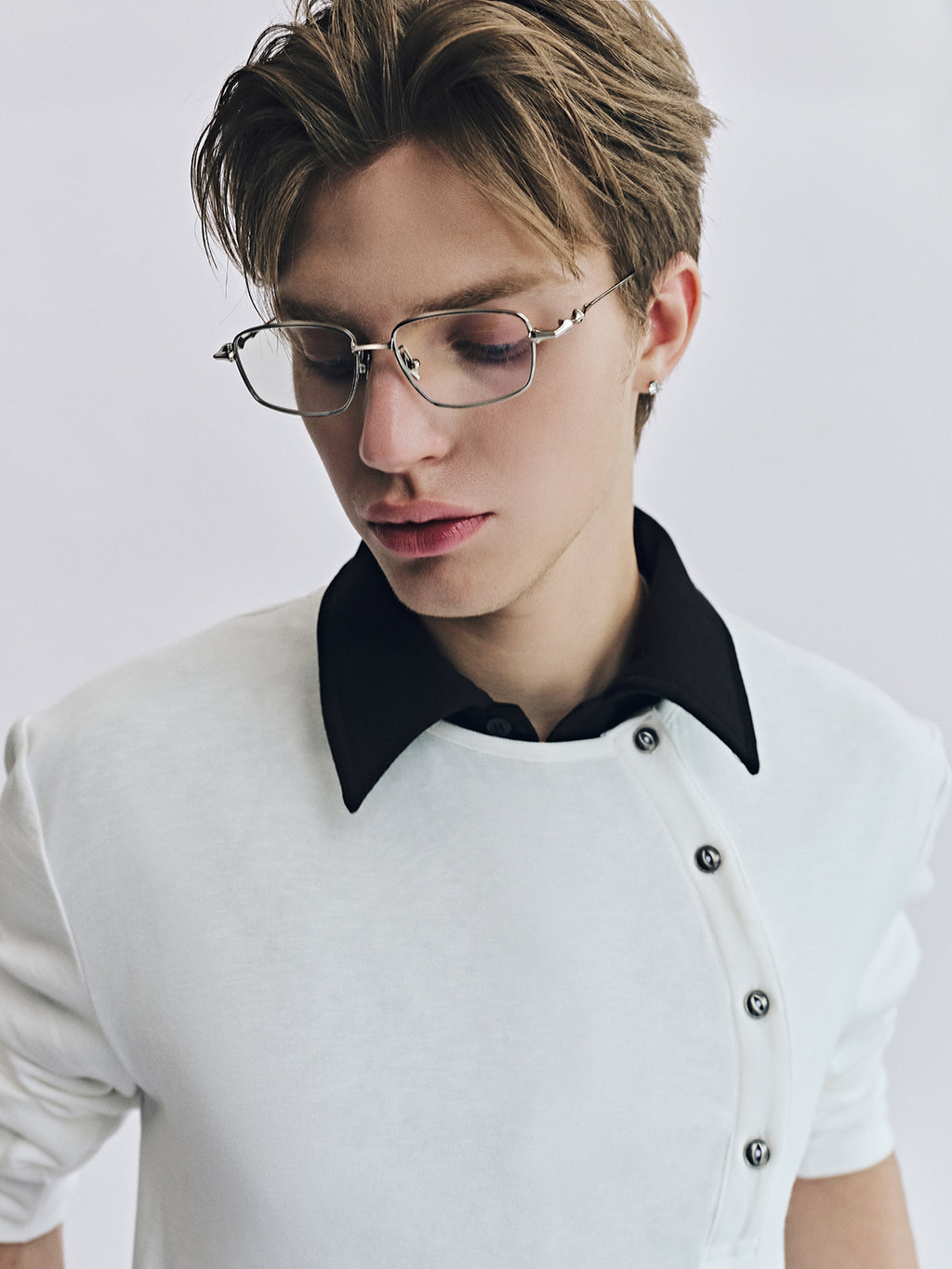 DUAL COLLAR POLO LS / WHITE