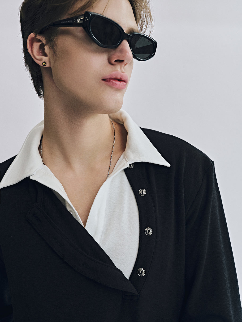 DUAL COLLAR POLO LS / BLACK