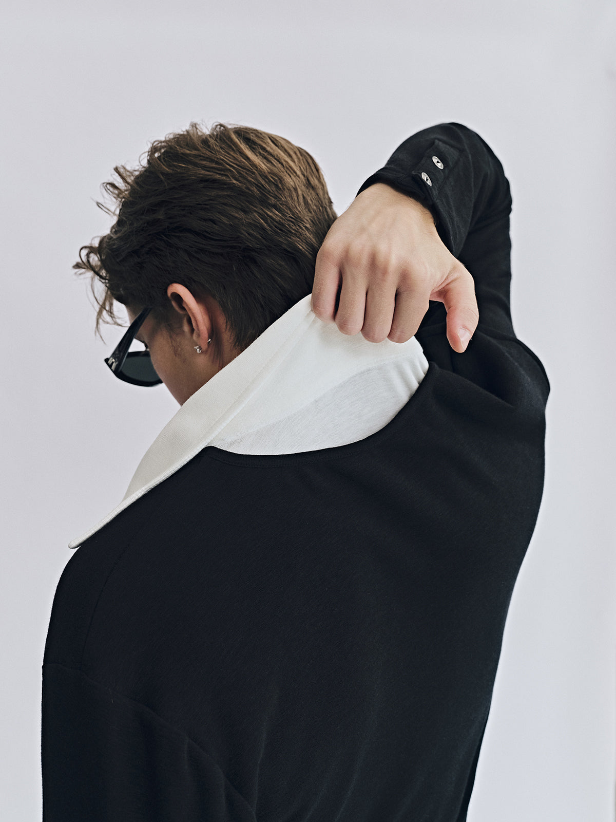 DUAL COLLAR POLO LS / BLACK