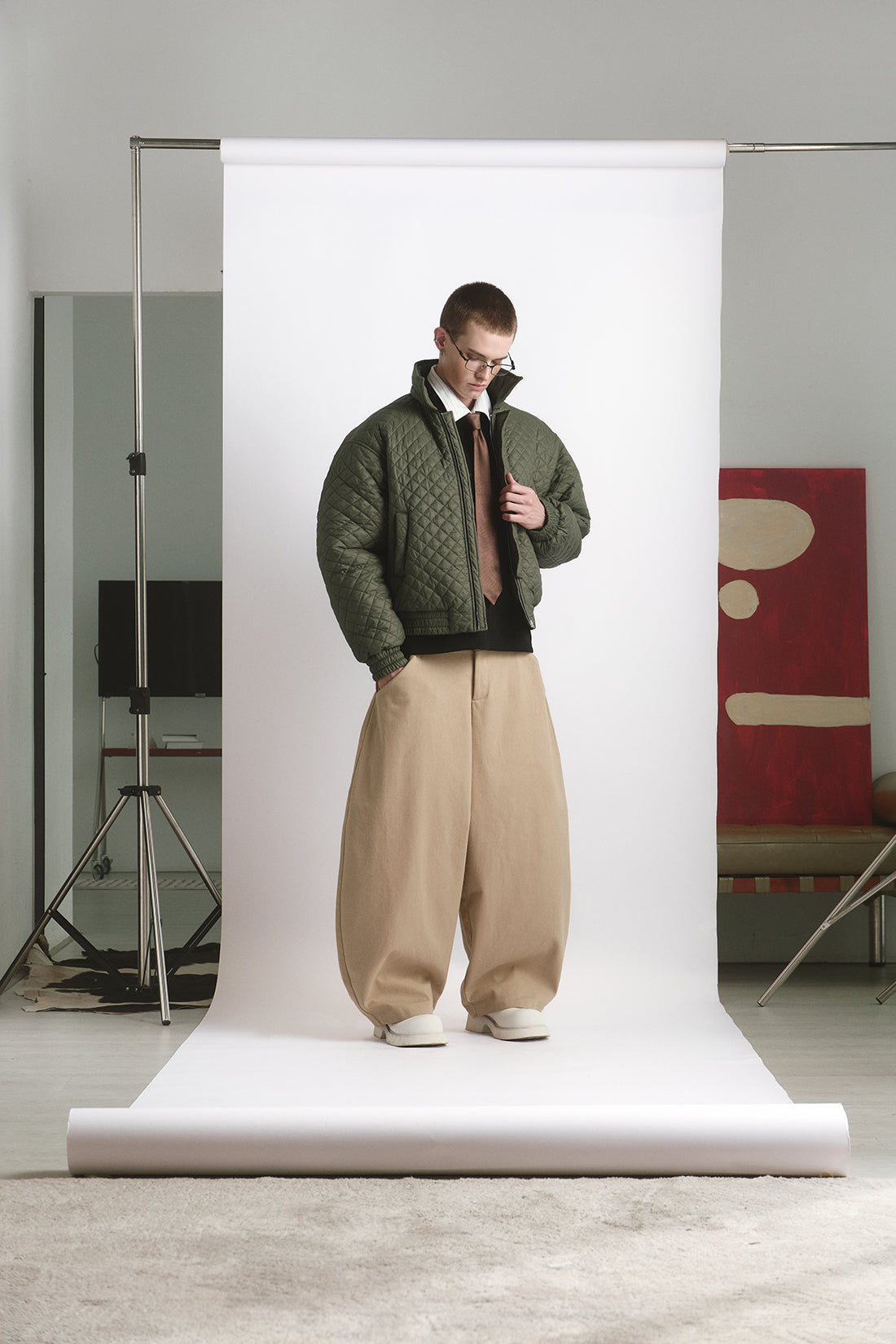 PADDED QUILTED JACKET/ OLIVE