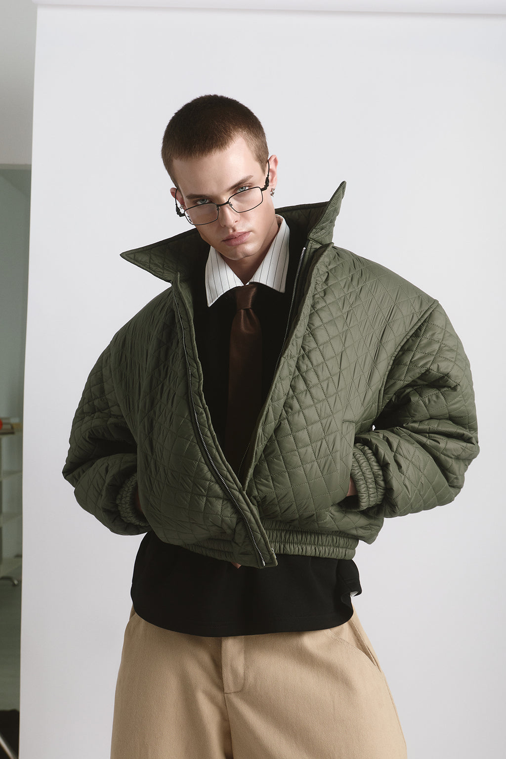 PADDED QUILTED JACKET/ OLIVE