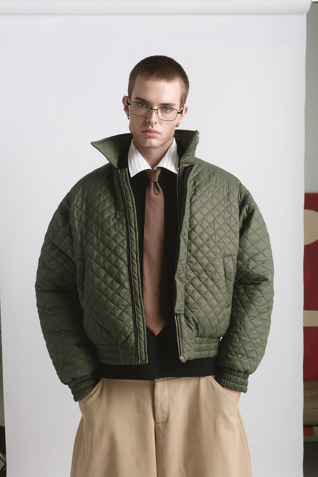 PADDED QUILTED JACKET/ OLIVE