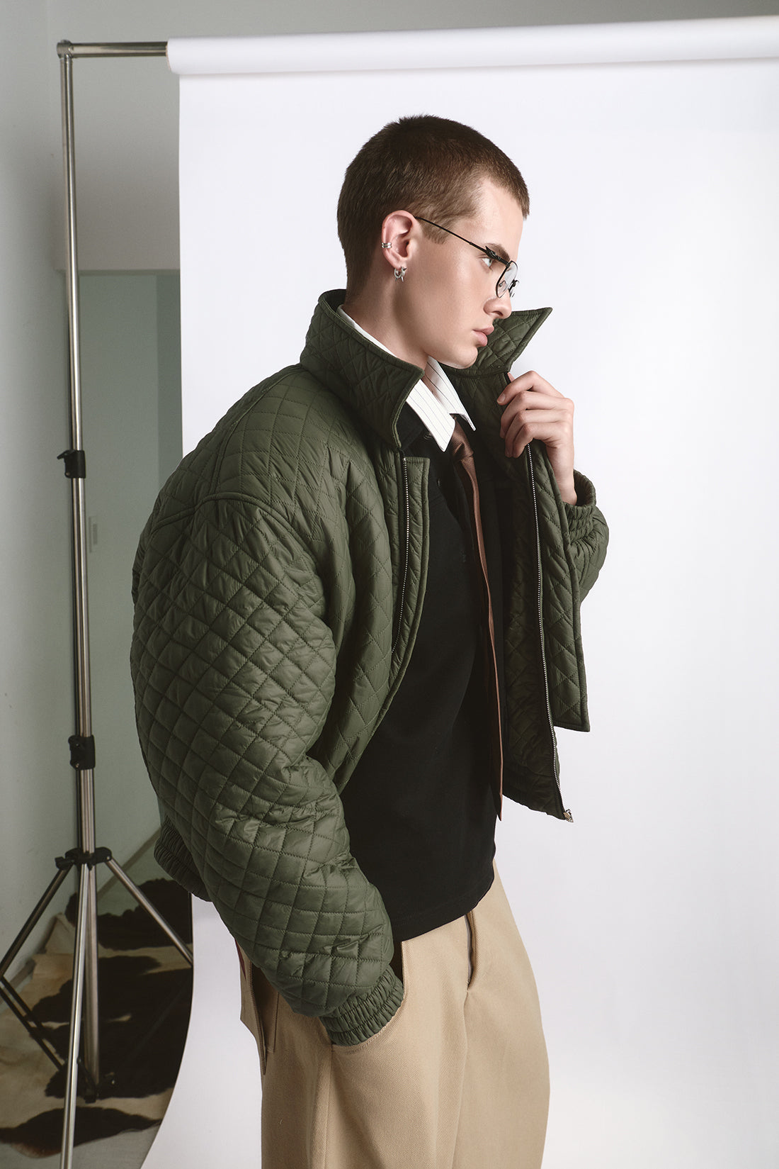 PADDED QUILTED JACKET/ OLIVE