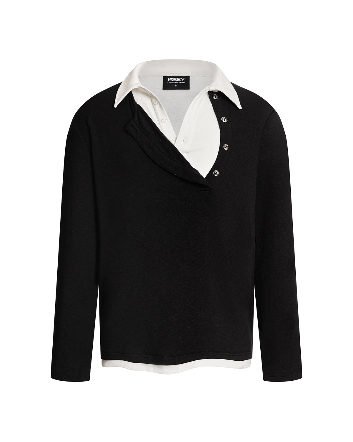 DUAL COLLAR POLO LS / BLACK